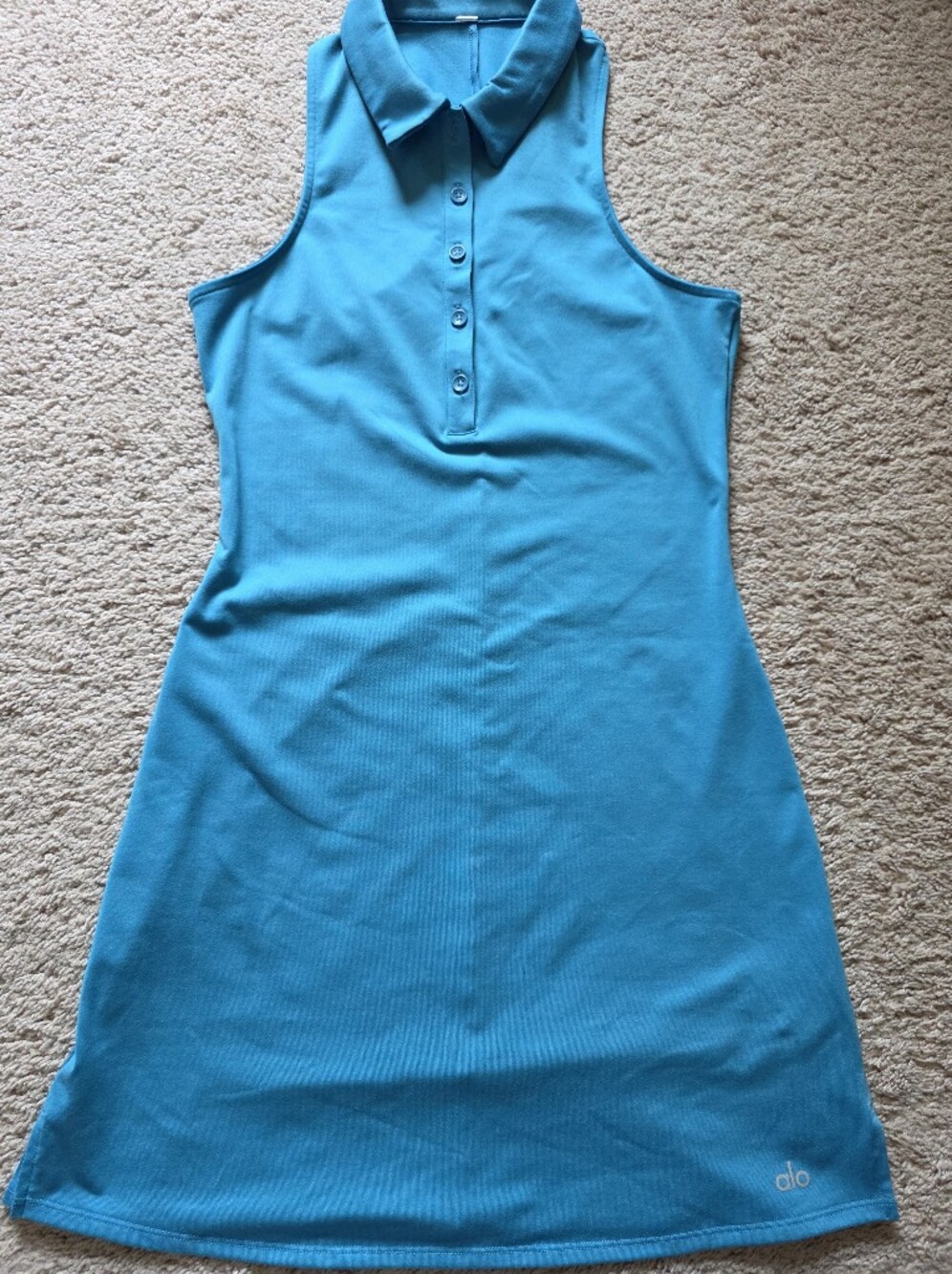 Alo Charmed Tennis Dress in Blue Splash XS